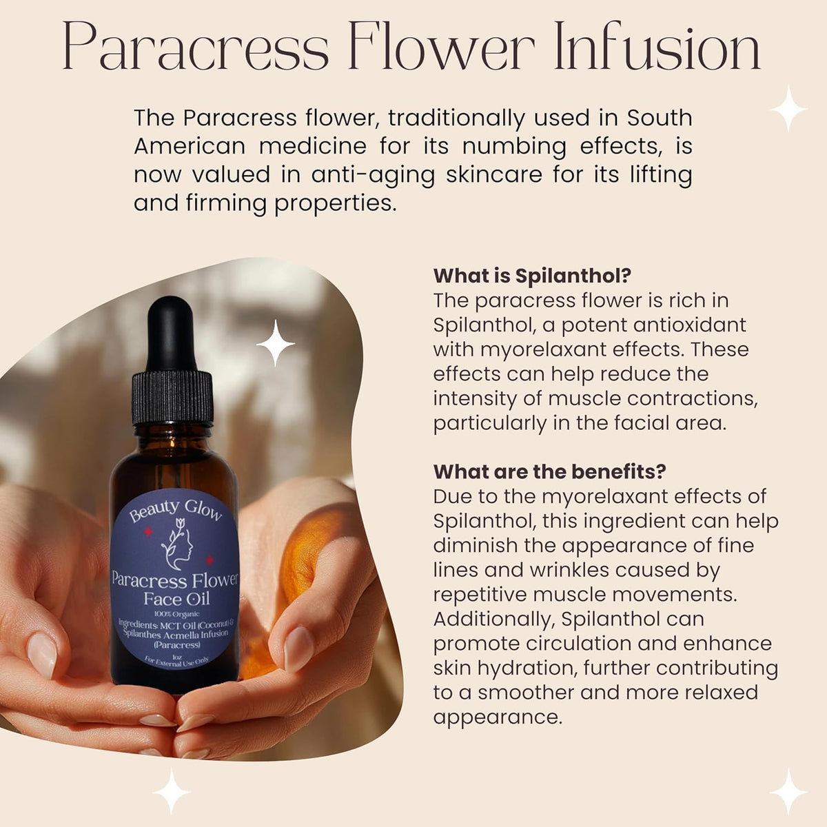Organic Paracress Flower & Organic MCT Oil for Face