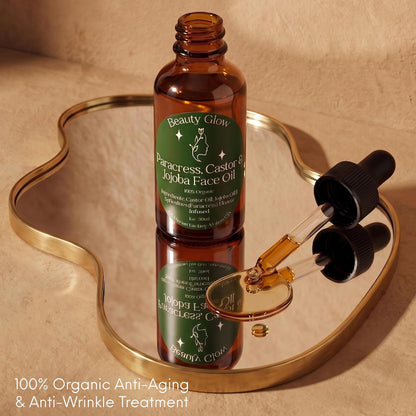 Organic Paracress Facial Oil, Castor &amp; Jojoba Oils Infused with Paracress Spilanthes Acmella Oleracea Flowers