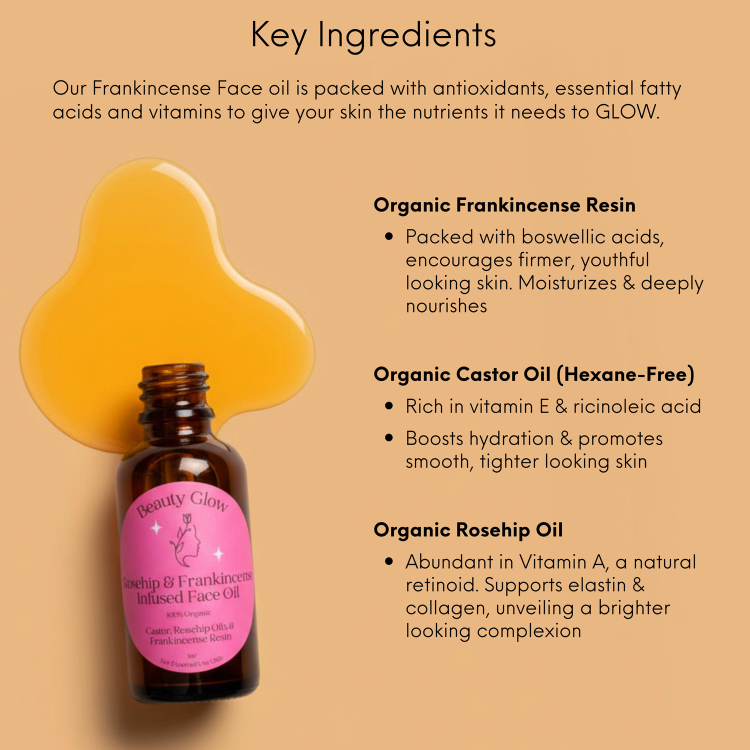 Organic Frankincense Resin with Rosehip &amp; Castor Oils