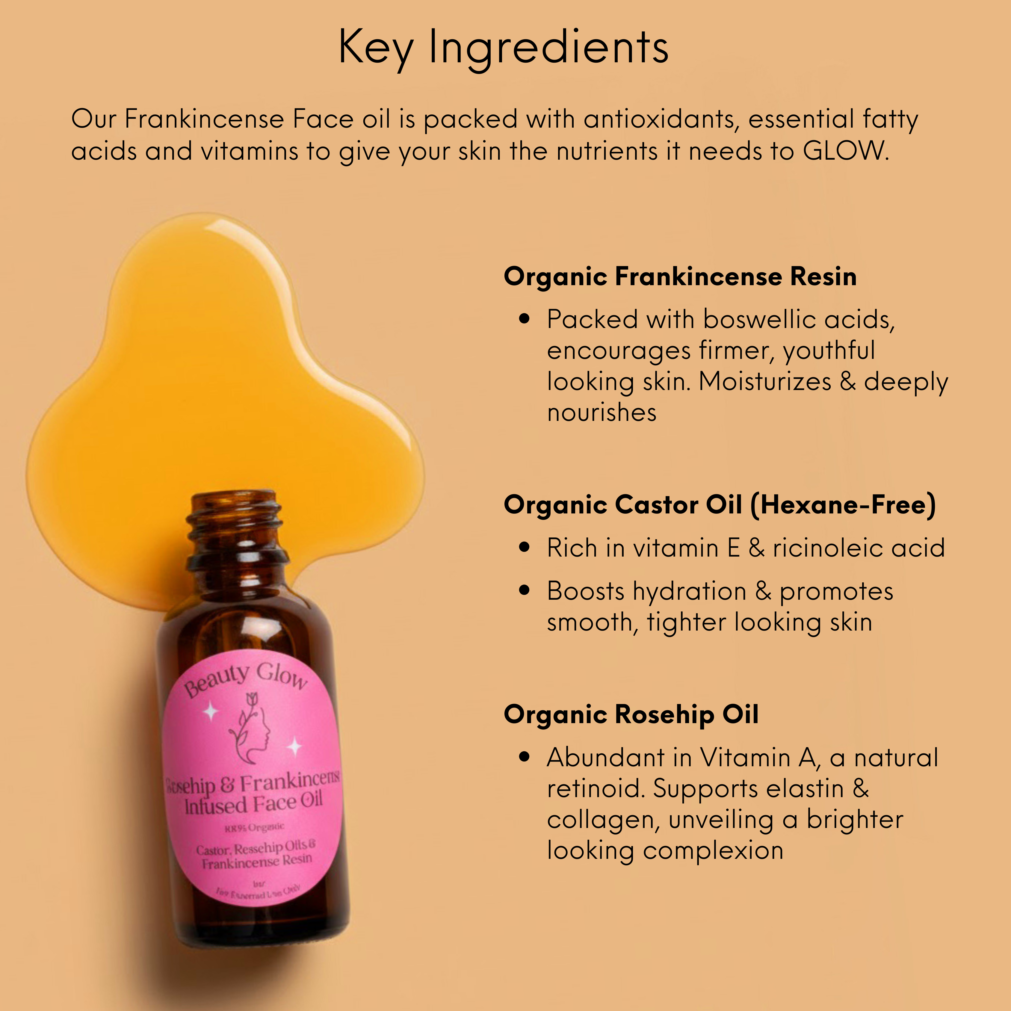 Organic Frankincense Resin with Rosehip &amp; Castor Oils