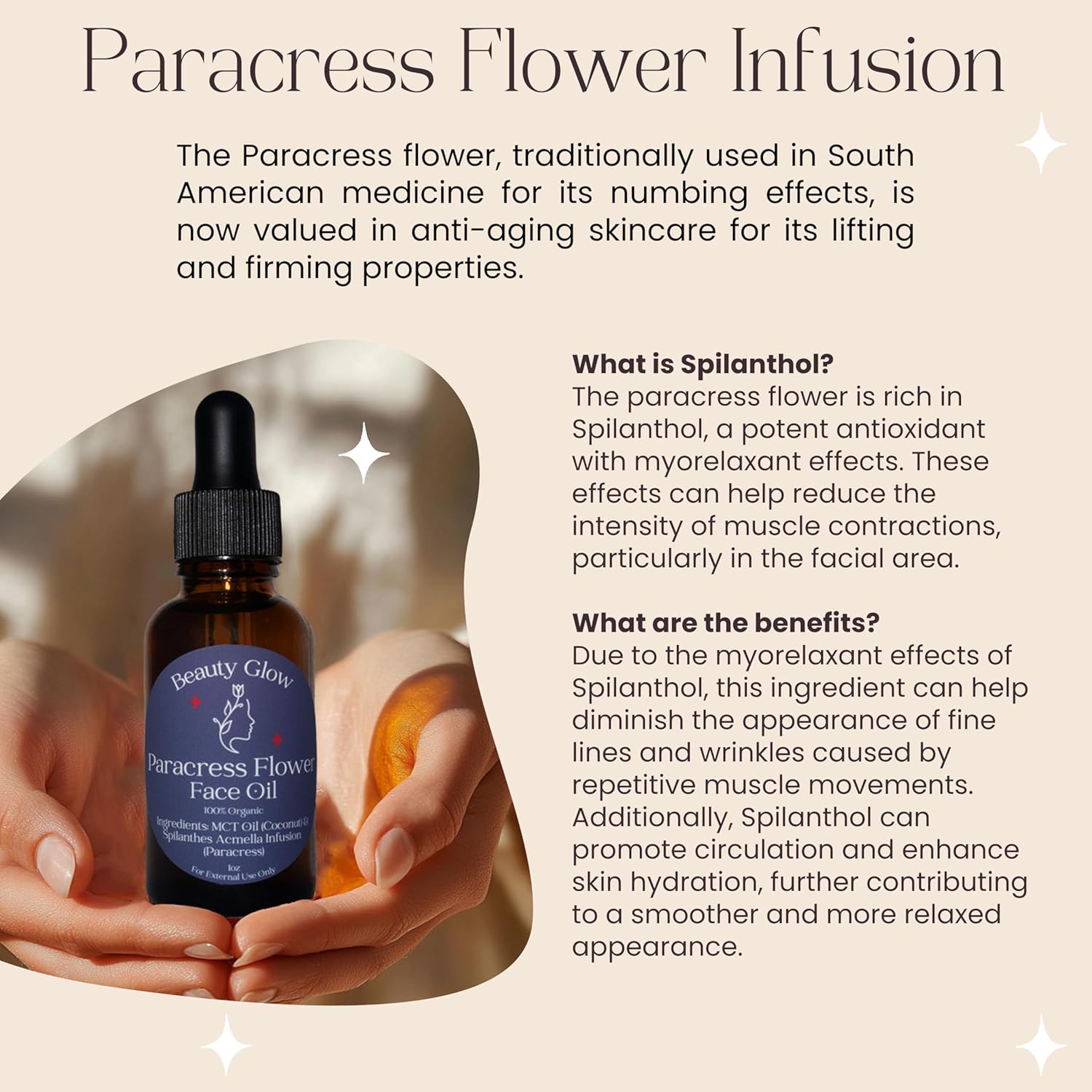 Organic Paracress Flower &amp; Organic MCT Oil for Face